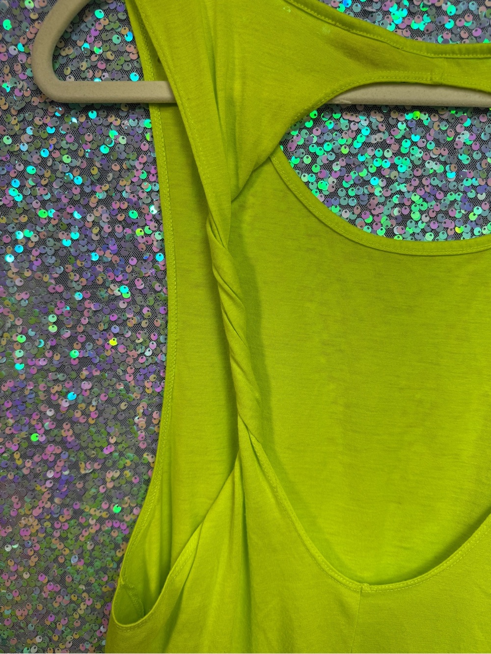 BONGO Neon Lime Stud-Shoulder Sleeveless Tank Top - Low Back - Picture 6 of 7